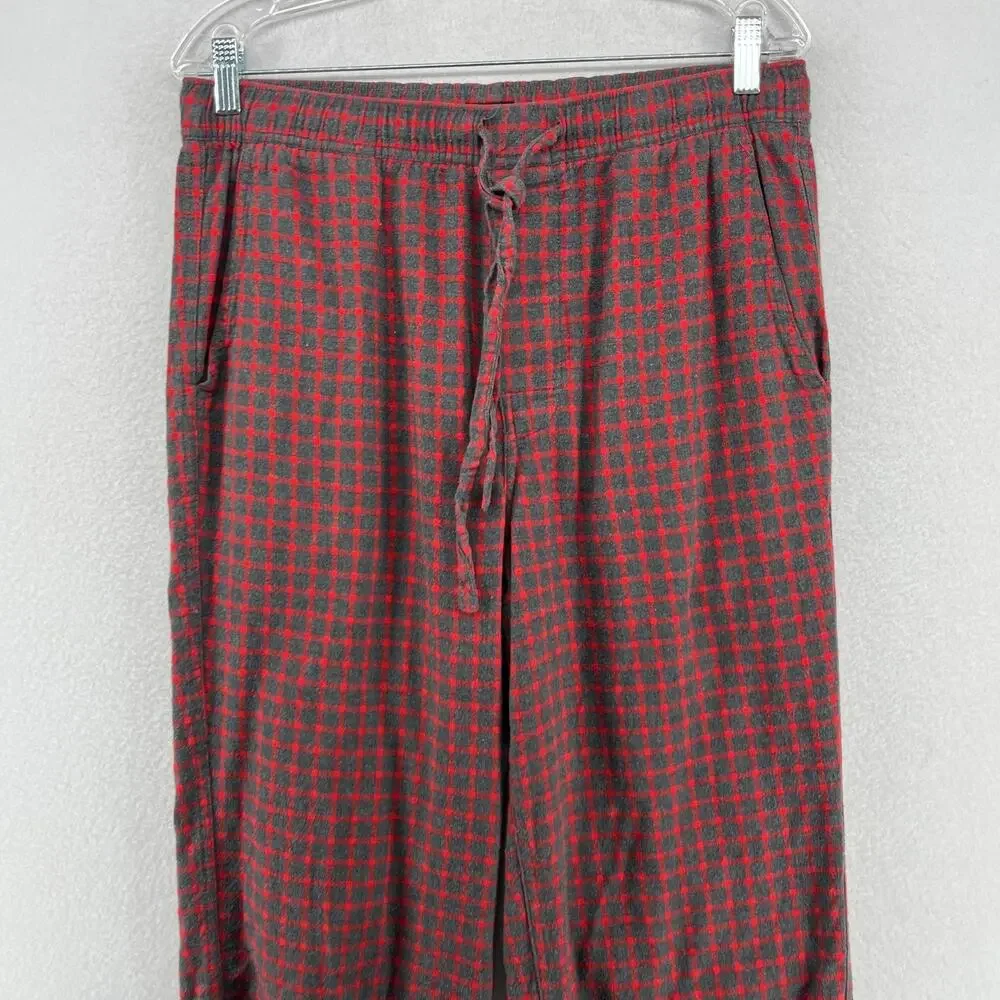 J.CREW Pajama Pants Mens M Flannel Check Lounge PJ Drawstring Cotton Gray